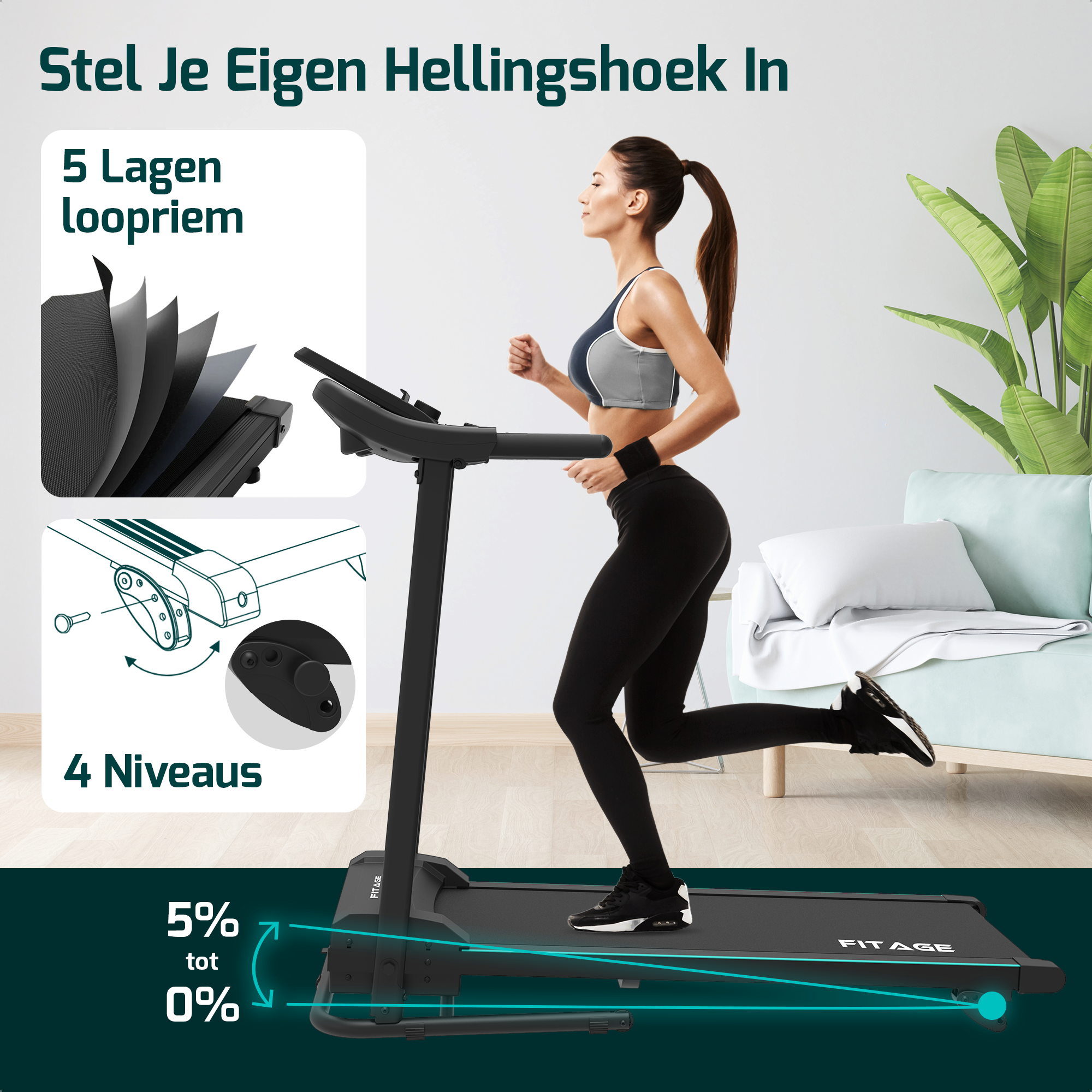 Loopband - Wandelband - Walking Pad - 12km/u met 4 Incline Levels - Treadmill - Loopband Elektrisch