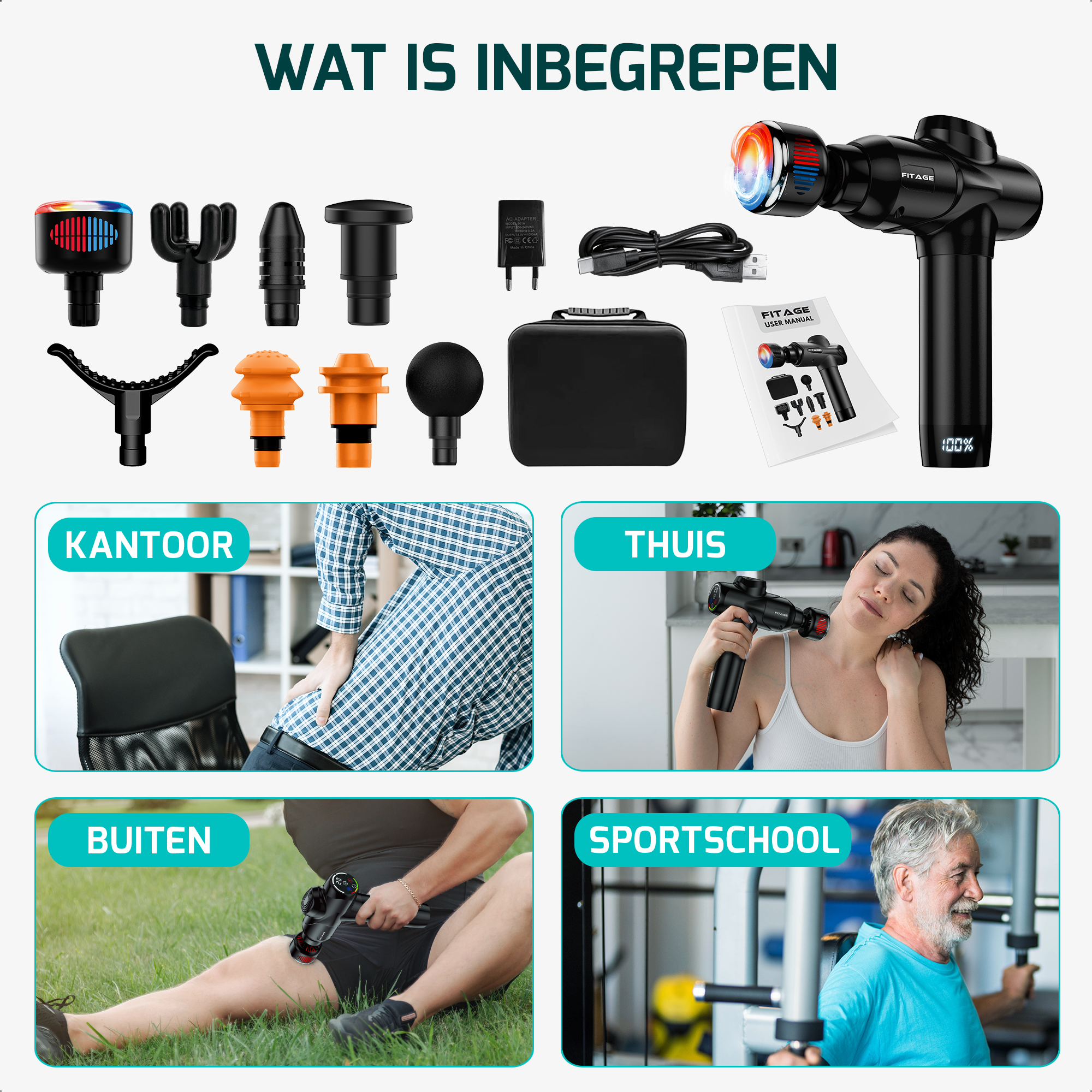 Massage Gun Warm & Koud - 8 Opzetstukken - Massage Apparaat - Massage Pistool 20 Standen - Massageapparaat - Massagegun