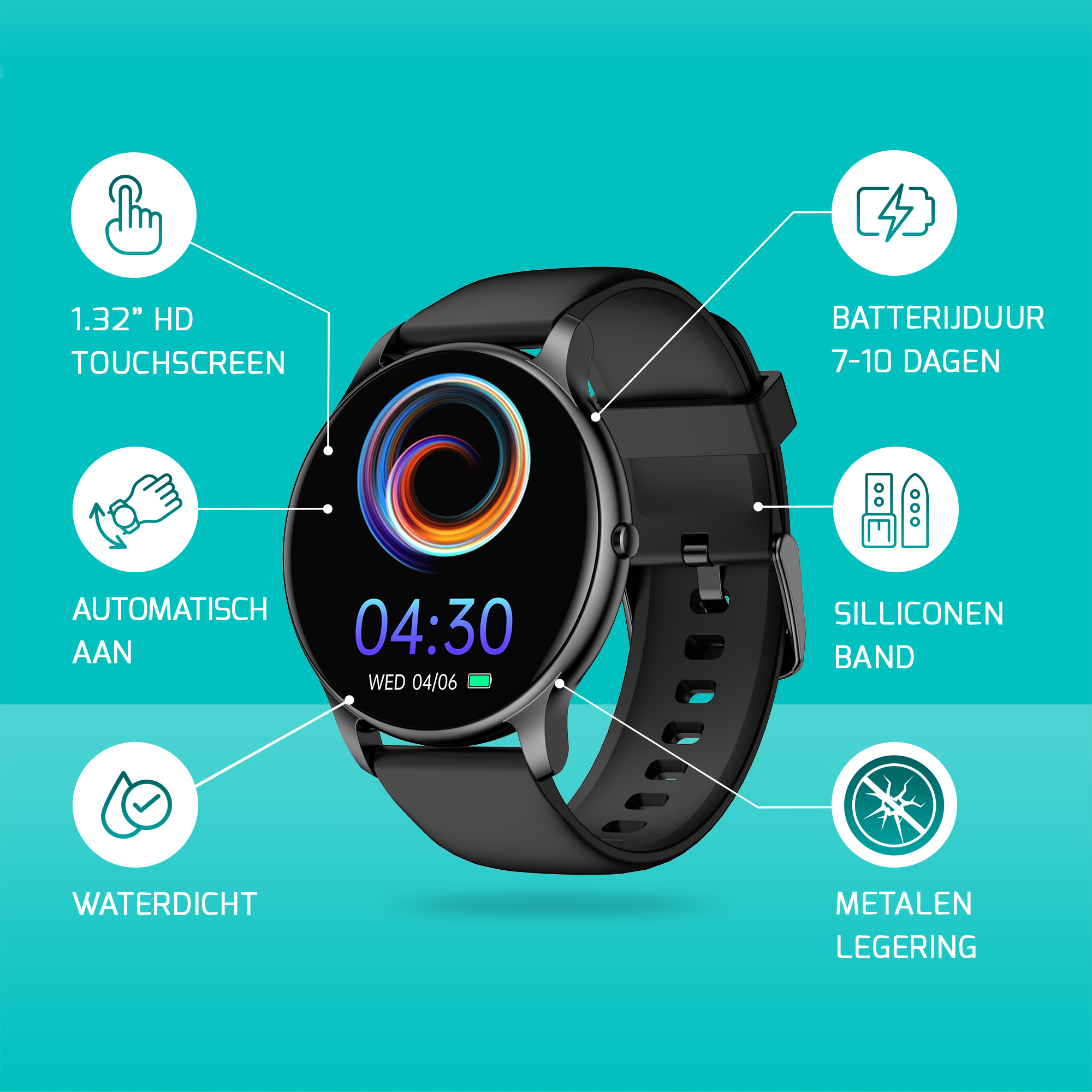 Sporthorloge - Smartwatch - Activity Tracker - GPS - Zwart
